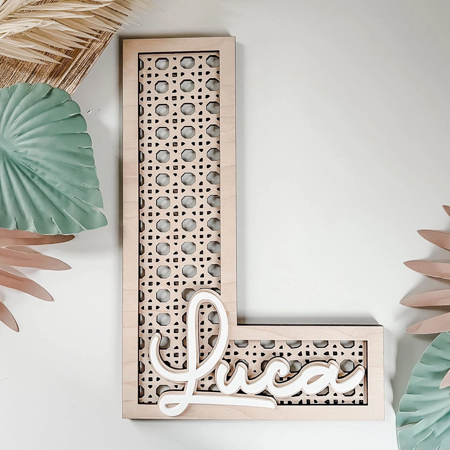 Rattan Desenli İsimli Lazer Kesim Duvar Süsü